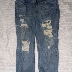 Plus Size Distressed Blue Jeans